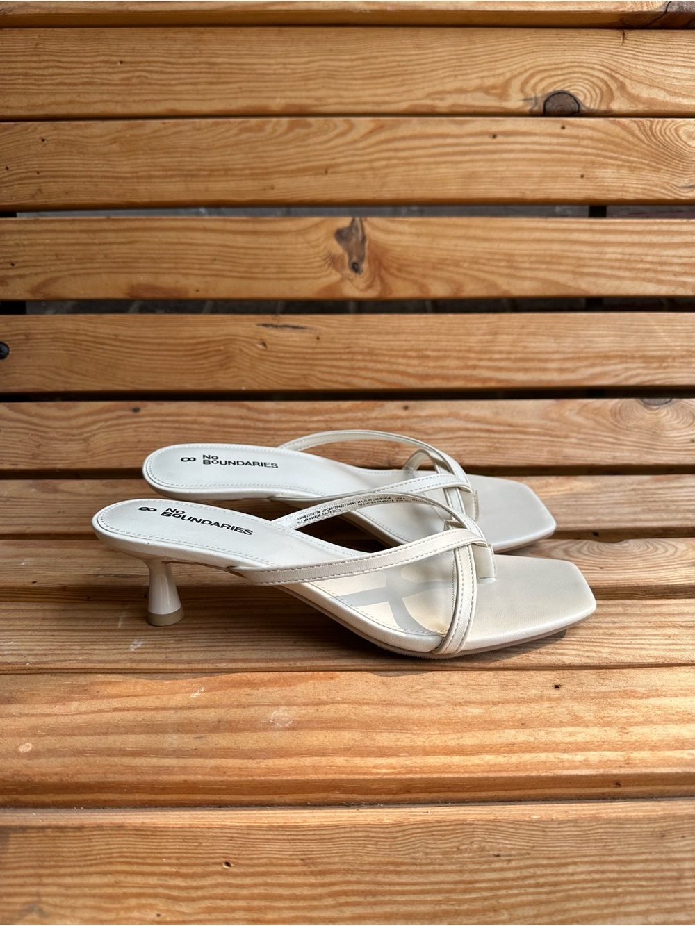 No Boundaries White Strappy Kitten Heels Sandals